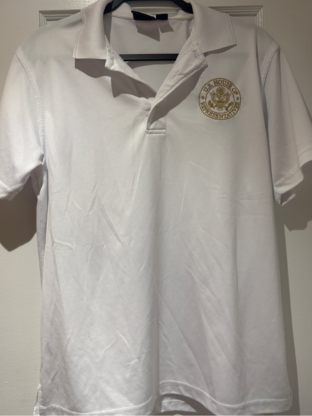 White Polo with Gold U.S. House of Representatives Emblem - Men's Short Sleeve